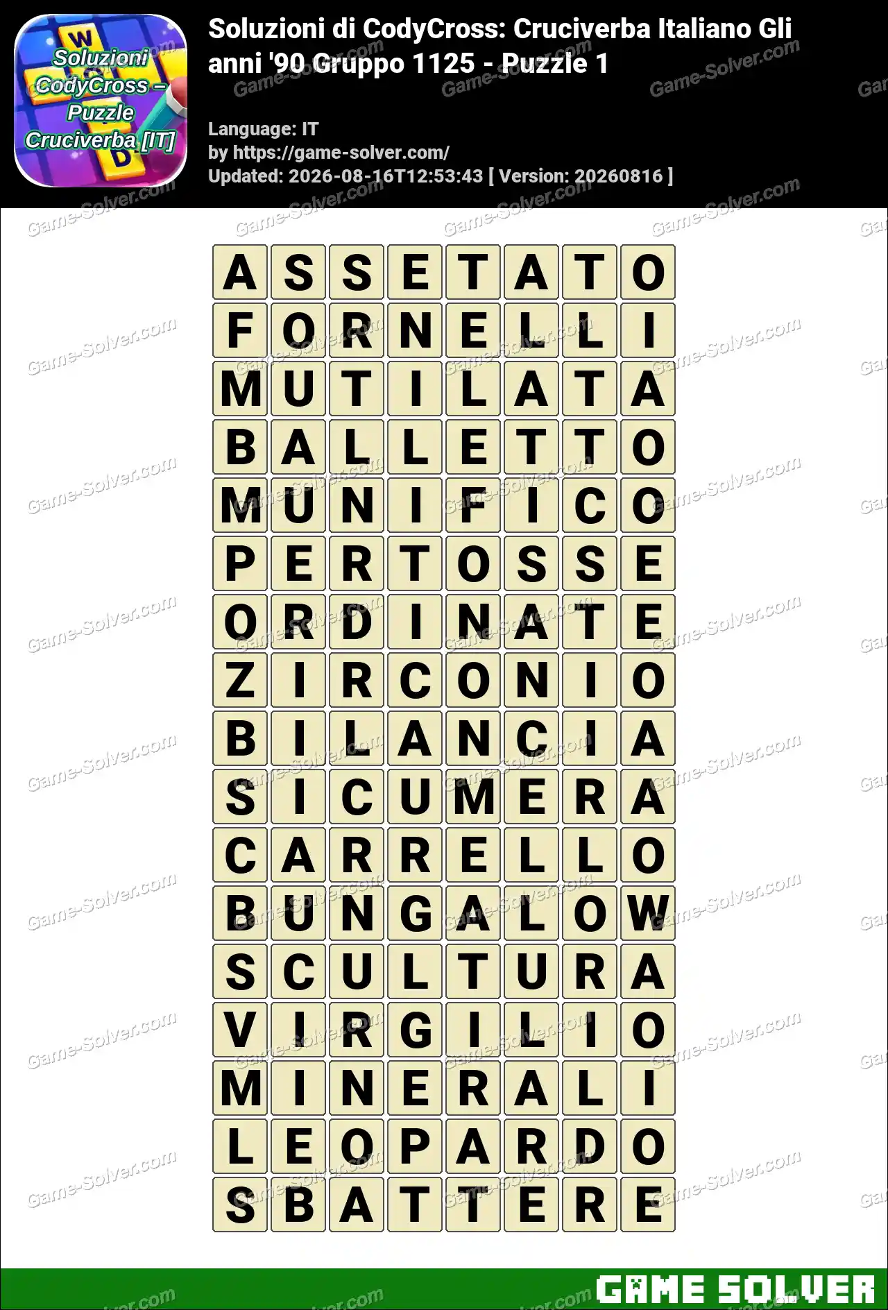 Soluzioni di CodyCross: Cruciverba Italiano Gli anni ’90 Gruppo 1125 – Puzzle 1